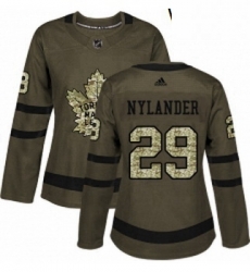 Womens Adidas Toronto Maple Leafs 29 William Nylander Authentic Green Salute to Service NHL Jersey 