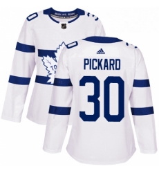 Womens Adidas Toronto Maple Leafs 30 Calvin Pickard Authentic White 2018 Stadium Series NHL Jersey 