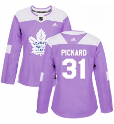 Womens Adidas Toronto Maple Leafs 31 Calvin Pickard Authentic Purple Fights Cancer Practice NHL Jersey 