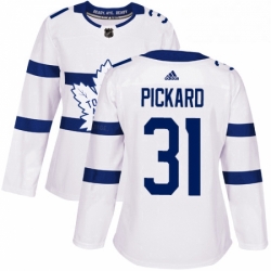 Womens Adidas Toronto Maple Leafs 31 Calvin Pickard Authentic White 2018 Stadium Series NHL Jersey 