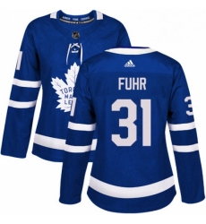 Womens Adidas Toronto Maple Leafs 31 Grant Fuhr Authentic Royal Blue Home NHL Jersey 
