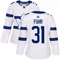 Womens Adidas Toronto Maple Leafs 31 Grant Fuhr Authentic White 2018 Stadium Series NHL Jersey 