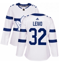Womens Adidas Toronto Maple Leafs 32 Josh Leivo Authentic White 2018 Stadium Series NHL Jersey 