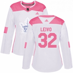 Womens Adidas Toronto Maple Leafs 32 Josh Leivo Authentic WhitePink Fashion NHL Jersey 
