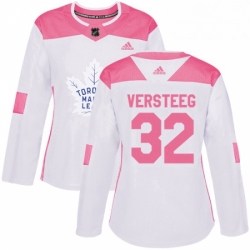 Womens Adidas Toronto Maple Leafs 32 Kris Versteeg Authentic WhitePink Fashion NHL Jersey 