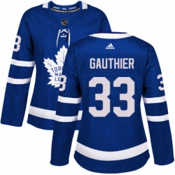 Womens Adidas Toronto Maple Leafs 33 Frederik Gauthier Authentic Royal Blue Home NHL Jersey 