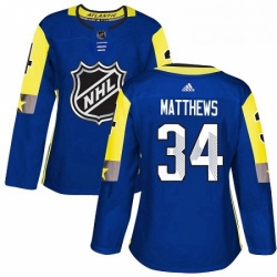 Womens Adidas Toronto Maple Leafs 34 Auston Matthews Authentic Royal Blue 2018 All Star Atlantic Division NHL Jersey 