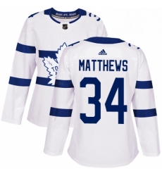 Womens Adidas Toronto Maple Leafs 34 Auston Matthews Authentic White 2018 Stadium Series NHL Jersey 