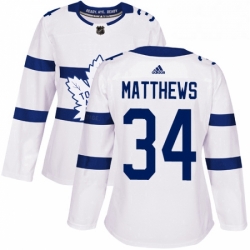 Womens Adidas Toronto Maple Leafs 34 Auston Matthews Authentic White 2018 Stadium Series NHL Jersey 