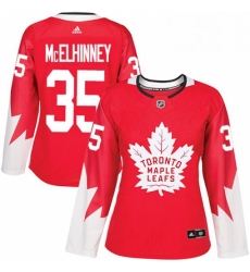 Womens Adidas Toronto Maple Leafs 35 Curtis McElhinney Authentic Red Alternate NHL Jersey 
