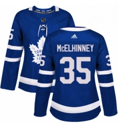 Womens Adidas Toronto Maple Leafs 35 Curtis McElhinney Authentic Royal Blue Home NHL Jersey 