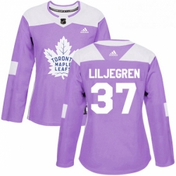 Womens Adidas Toronto Maple Leafs 37 Timothy Liljegren Authentic Purple Fights Cancer Practice NHL Jersey 