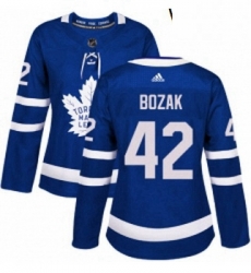 Womens Adidas Toronto Maple Leafs 42 Tyler Bozak Authentic Royal Blue Home NHL Jersey 