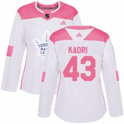 Womens Adidas Toronto Maple Leafs 43 Nazem Kadri Authentic WhitePink Fashion NHL Jersey 