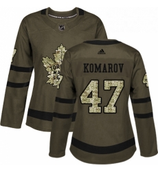 Womens Adidas Toronto Maple Leafs 47 Leo Komarov Authentic Green Salute to Service NHL Jersey 