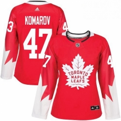 Womens Adidas Toronto Maple Leafs 47 Leo Komarov Authentic Red Alternate NHL Jersey 