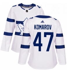 Womens Adidas Toronto Maple Leafs 47 Leo Komarov Authentic White 2018 Stadium Series NHL Jersey 