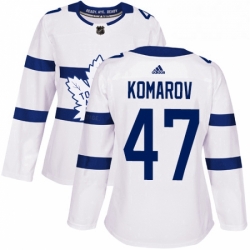 Womens Adidas Toronto Maple Leafs 47 Leo Komarov Authentic White 2018 Stadium Series NHL Jersey 