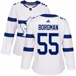 Womens Adidas Toronto Maple Leafs 55 Andreas Borgman Authentic White 2018 Stadium Series NHL Jersey 