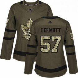 Womens Adidas Toronto Maple Leafs 57 Travis Dermott Authentic Green Salute to Service NHL Jersey 