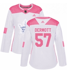 Womens Adidas Toronto Maple Leafs 57 Travis Dermott Authentic WhitePink Fashion NHL Jersey 