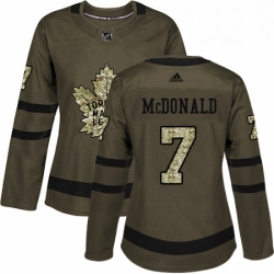 Womens Adidas Toronto Maple Leafs 7 Lanny McDonald Authentic Green Salute to Service NHL Jersey 