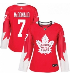 Womens Adidas Toronto Maple Leafs 7 Lanny McDonald Authentic Red Alternate NHL Jersey 