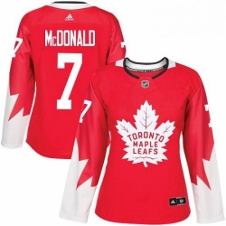 Womens Adidas Toronto Maple Leafs 7 Lanny McDonald Authentic Red Alternate NHL Jersey 