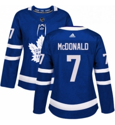 Womens Adidas Toronto Maple Leafs 7 Lanny McDonald Authentic Royal Blue Home NHL Jersey 