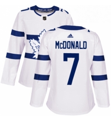 Womens Adidas Toronto Maple Leafs 7 Lanny McDonald Authentic White 2018 Stadium Series NHL Jersey 