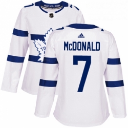 Womens Adidas Toronto Maple Leafs 7 Lanny McDonald Authentic White 2018 Stadium Series NHL Jersey 