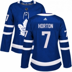 Womens Adidas Toronto Maple Leafs 7 Tim Horton Authentic Royal Blue Home NHL Jersey 