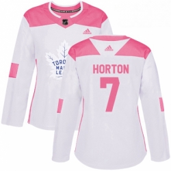 Womens Adidas Toronto Maple Leafs 7 Tim Horton Authentic WhitePink Fashion NHL Jersey 