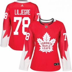 Womens Adidas Toronto Maple Leafs 78 Timothy Liljegren Authentic Red Alternate NHL Jersey 