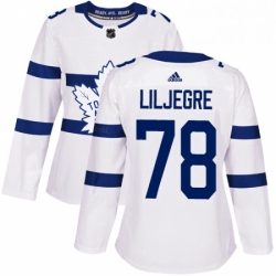 Womens Adidas Toronto Maple Leafs 78 Timothy Liljegren Authentic White 2018 Stadium Series NHL Jersey 