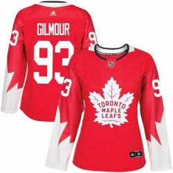 Womens Adidas Toronto Maple Leafs 93 Doug Gilmour Authentic Red Alternate NHL Jersey 