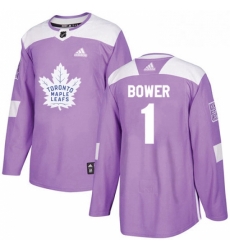 Youth Adidas Toronto Maple Leafs 1 Johnny Bower Authentic Purple Fights Cancer Practice NHL Jersey 