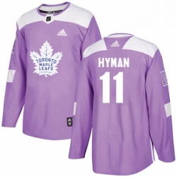Youth Adidas Toronto Maple Leafs 11 Zach Hyman Authentic Purple Fights Cancer Practice NHL Jersey 