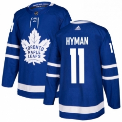 Youth Adidas Toronto Maple Leafs 11 Zach Hyman Authentic Royal Blue Home NHL Jersey 