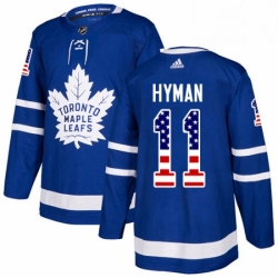 Youth Adidas Toronto Maple Leafs 11 Zach Hyman Authentic Royal Blue USA Flag Fashion NHL Jersey 