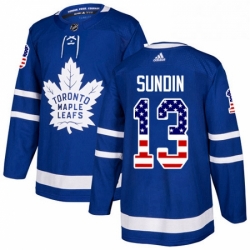 Youth Adidas Toronto Maple Leafs 13 Mats Sundin Authentic Royal Blue USA Flag Fashion NHL Jersey 