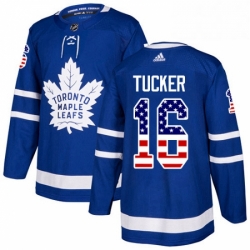 Youth Adidas Toronto Maple Leafs 16 Darcy Tucker Authentic Royal Blue USA Flag Fashion NHL Jersey 
