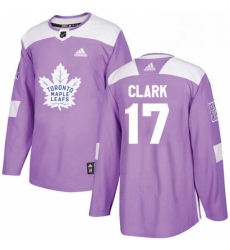 Youth Adidas Toronto Maple Leafs 17 Wendel Clark Authentic Purple Fights Cancer Practice NHL Jersey 