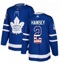 Youth Adidas Toronto Maple Leafs 2 Ron Hainsey Authentic Royal Blue USA Flag Fashion NHL Jersey 