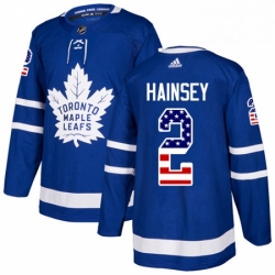 Youth Adidas Toronto Maple Leafs 2 Ron Hainsey Authentic Royal Blue USA Flag Fashion NHL Jersey 