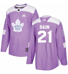Youth Adidas Toronto Maple Leafs 21 Bobby Baun Authentic Purple Fights Cancer Practice NHL Jersey 