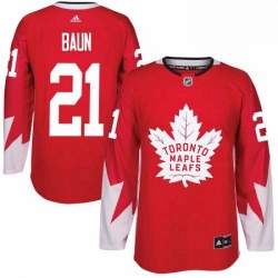 Youth Adidas Toronto Maple Leafs 21 Bobby Baun Authentic Red Alternate NHL Jersey 