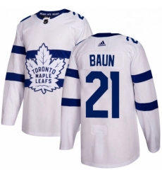Youth Adidas Toronto Maple Leafs 21 Bobby Baun Authentic White 2018 Stadium Series NHL Jersey 