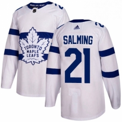 Youth Adidas Toronto Maple Leafs 21 Borje Salming Authentic White 2018 Stadium Series NHL Jersey 