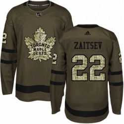 Youth Adidas Toronto Maple Leafs 22 Nikita Zaitsev Authentic Green Salute to Service NHL Jersey 